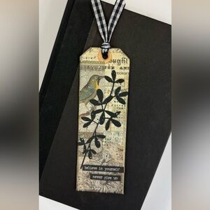 Handcrafted Mixed Media Decorative Bookmark with Bird and Inspirational Quote